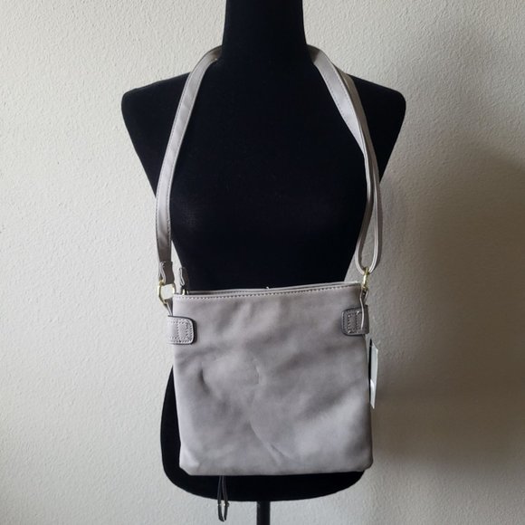 Chateau Crossbody Zipper Purse Handbag, Gray, 9"x9" *NWT* - Picture 5 of 10